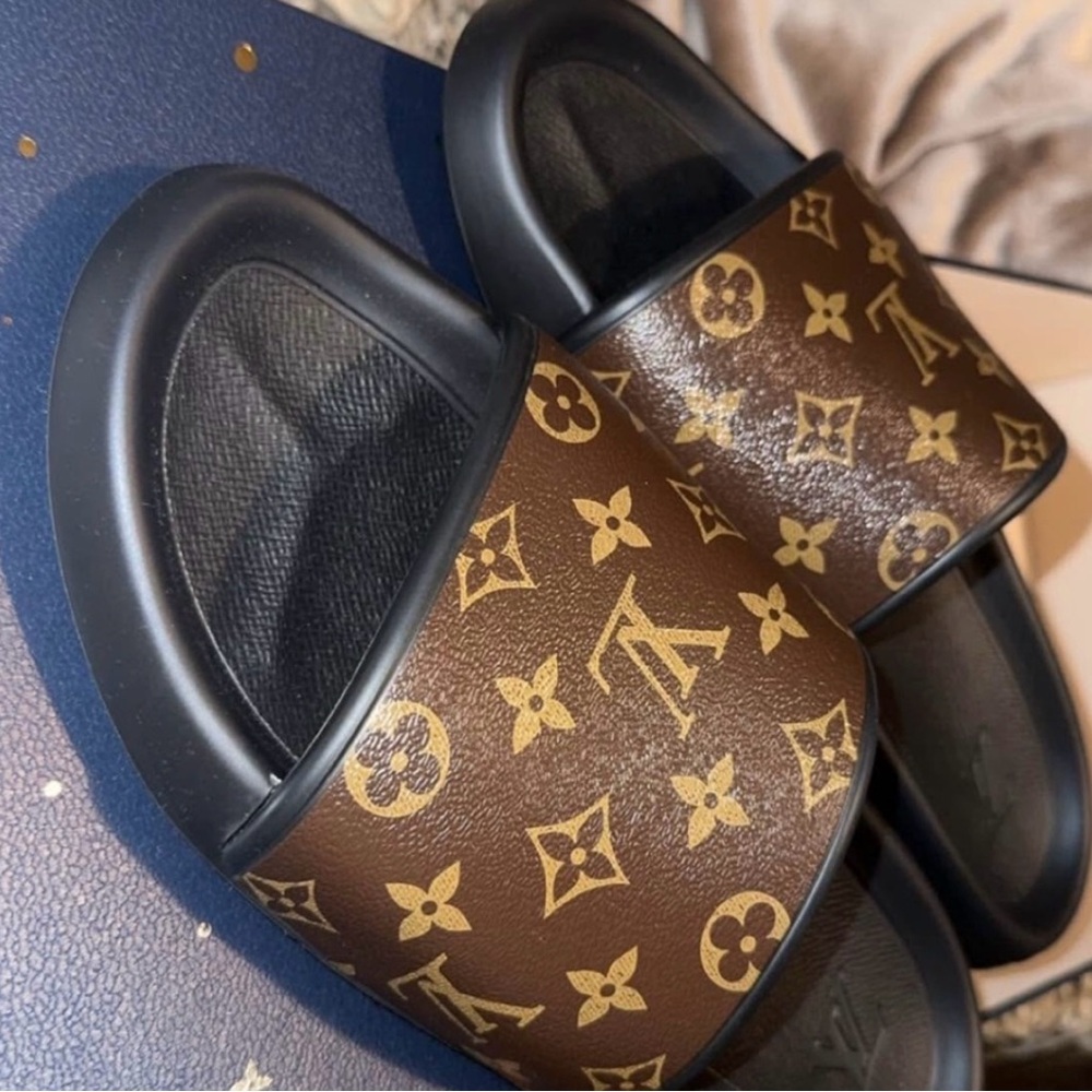 Louis Vuitton Monogram Brown and Gold Sandals